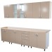 Bucatarie Zebra 260 cm din PAL Cappuccino cu blat termoizolant crem